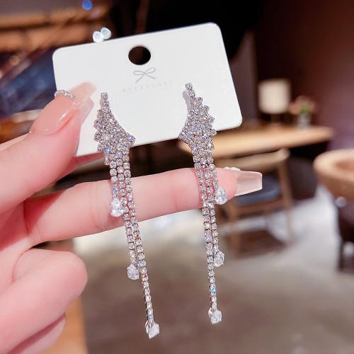 metal Pendientes con Colgantes, con Perlas plásticas, chapado, diferentes estilos para la opción & para mujer & con diamantes de imitación, earring length 80-130mm, Vendido por Par