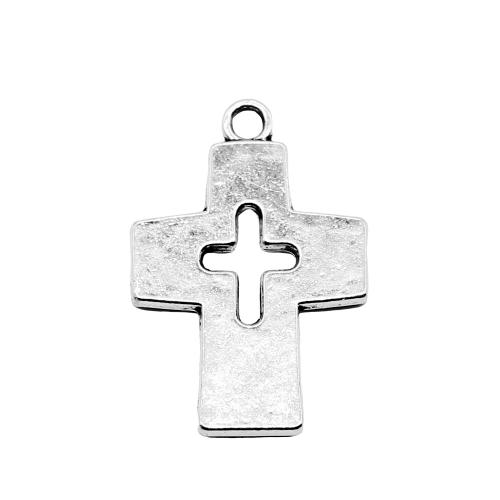 Zinc Alloy Cross Pendants, antique silver color plated, vintage & fashion jewelry & DIY & hollow [