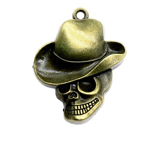 Zinc Alloy Skull Pendants, antique bronze color plated, vintage & fashion jewelry & DIY [