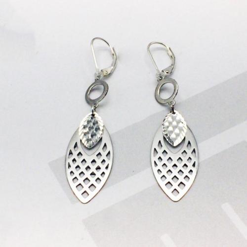 Pendiente de plata cubic zirconia Micro Pave Sterling, Plata de ley 925, Hoja, Joyería & para mujer, Vendido por Par