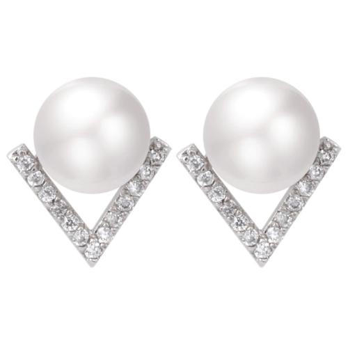 Sterling Silver Natural Pearl Stud Earring, 925 Sterling Silver, with Freshwater Pearl, fashion jewelry & for woman 