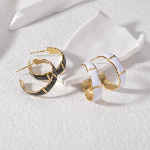 Boucles d'oreilles en acier titane, Placage de couleur d'or, pour femme & émail, plus de couleurs à choisir Vendu par paire