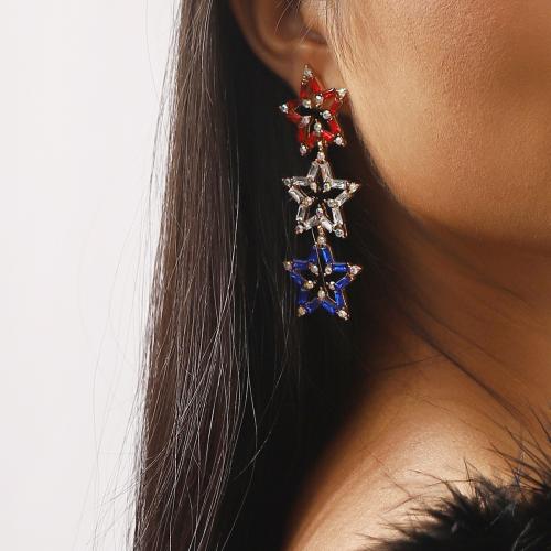 Zinc Alloy Drop Earring, Star, plated, fashion jewelry & with rhinestone 