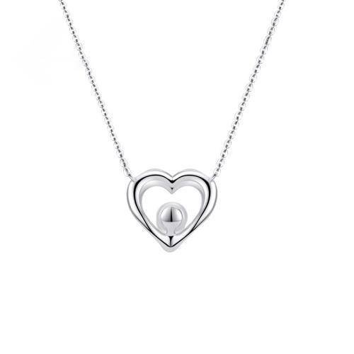 Zircon cubique Micro Pave collier en argent sterling, argent sterling 925, avec 5CM chaînes de rallonge, coeur, pavé de micro zircon & pour femme, plus de couleurs à choisir Environ 40 cm, Vendu par PC