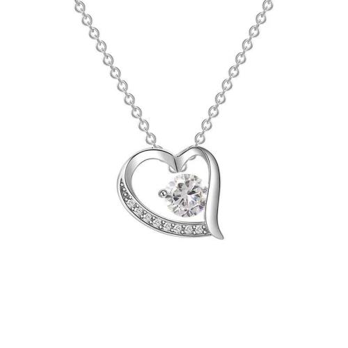 Zircon cubique Micro Pave collier en argent sterling, argent sterling 925, avec 5CM chaînes de rallonge, coeur, pavé de micro zircon & pour femme, plus de couleurs à choisir Environ 40 cm, Vendu par PC