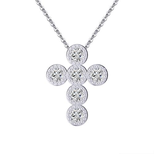 Zircon cubique Micro Pave collier en argent sterling, argent sterling 925, avec 5CM chaînes de rallonge, croix, pavé de micro zircon & pour femme, plus de couleurs à choisir Environ 40 cm, Vendu par PC