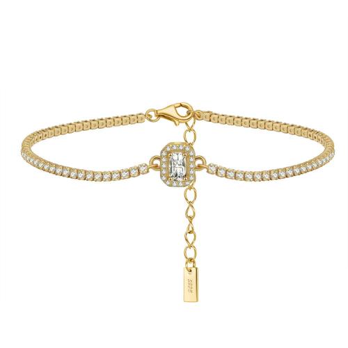 Cubic zirconia pavimenta la pulsera de plata de ley, plata de ley 925, con 5CM extender cadena, micro arcilla de zirconia cúbica & para mujer, más colores para la opción, longitud:aproximado 16.5 cm, Vendido por UD