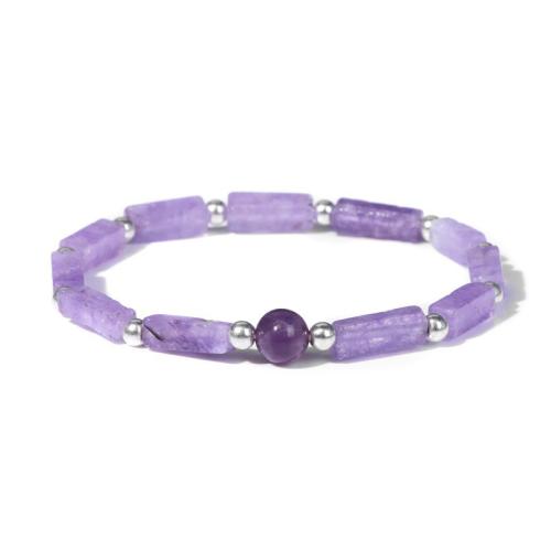 Quarz Armbänder, Zinklegierung, mit Amethyst, handgemacht, unisex, violett, verkauft von PC[