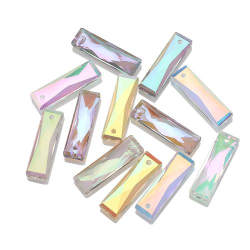 Glas Anhänger, Rechteck, DIY, keine, 7x5x25mm, Bohrung:ca. 1.5mm, ca. 100PCs/Tasche, verkauft von Tasche