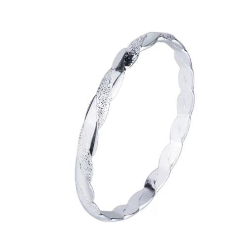 Bracelet en laiton, Placage, pour femme, argent, Diamètre inté Environ 58mm, Vendu par PC