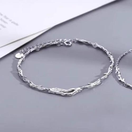 Brass Bracelets, plated, Unisex platinum color 