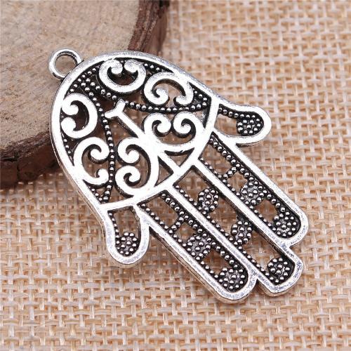 Zinc Alloy Hamsa Pendants, antique silver color plated, vintage & fashion jewelry & DIY & hollow [