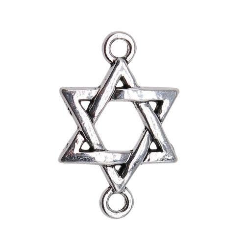 Zinc Alloy Charm Connector, Hexagram, antique silver color plated, vintage & fashion jewelry & DIY & 1/1 loop & hollow [