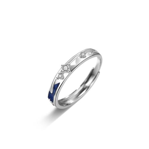 Zircon pavent argent sterling Bague, Argent sterling 925, avec chalumeau, bijoux de mode & unisexe & styles différents pour le choix & pavé de micro zircon Vendu par PC