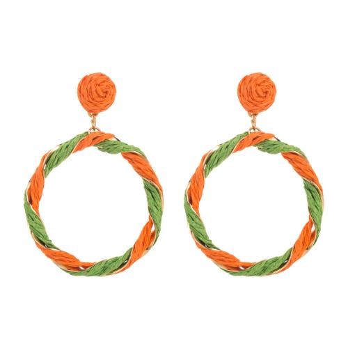 Fashion Create Jewelry Earring, Rafidah Grass, with Iron, Donut, handmade, fashion jewelry & for woman 