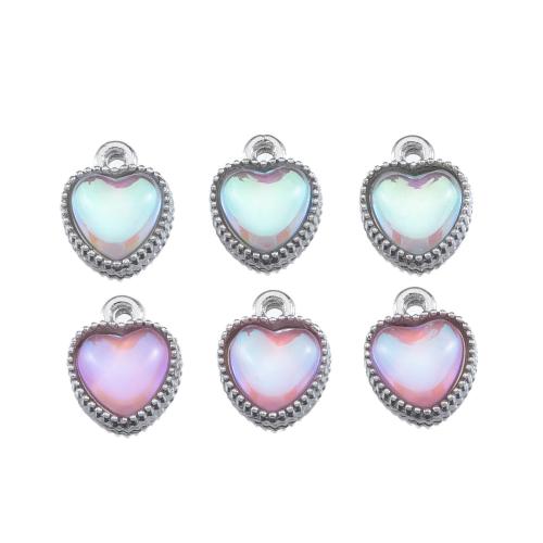 Colgantes de diamantes de imitación de la aleación de zinc, Corazón, Bricolaje & con diamantes de imitación, más colores para la opción, 7.5x7.5mm, 10PCs/Bolsa, Vendido por Bolsa