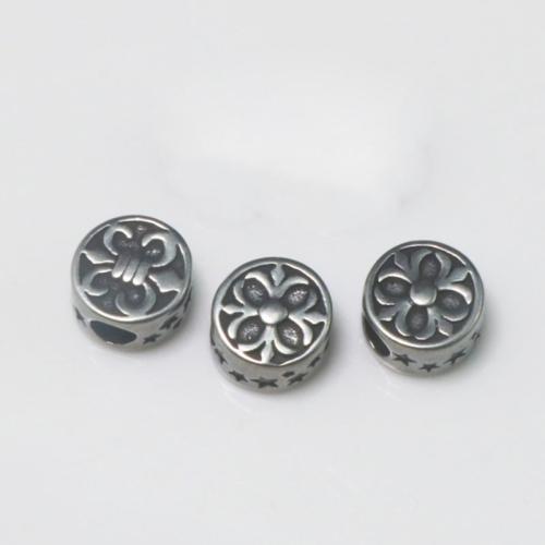 perles de grand trou en inox , Acier inoxydable 304, Plat rond, DIY, couleur originale Environ 4mm, Vendu par PC[