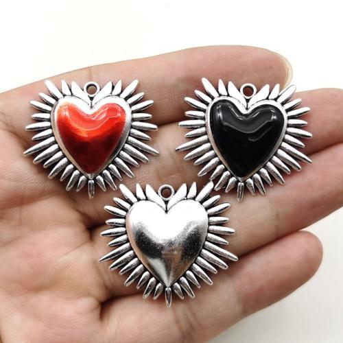 Zinc Alloy Enamel Pendants, Heart, silver color plated, DIY [