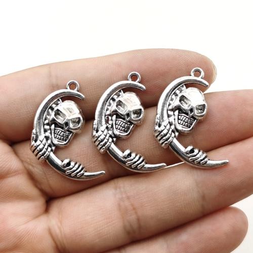 Zinc Alloy Skull Pendants, silver color plated, DIY [