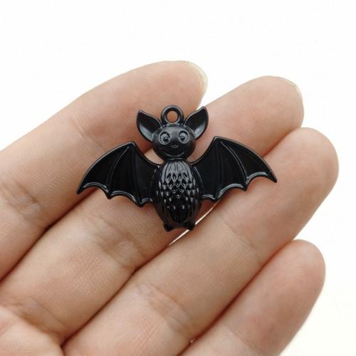 Zinc Alloy Enamel Pendants, Bat, silver color plated, DIY [