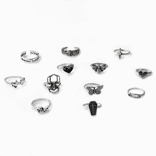 Zinklegierung Ring Set, antik silberfarben plattiert, Vintage & unisex & Emaille, Größe:4.5-9, verkauft von setzen[