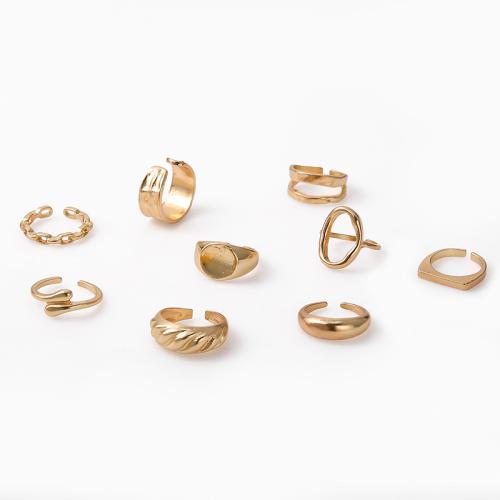 Zinc Alloy Ring Set, plated, nine pieces & for woman & hollow [