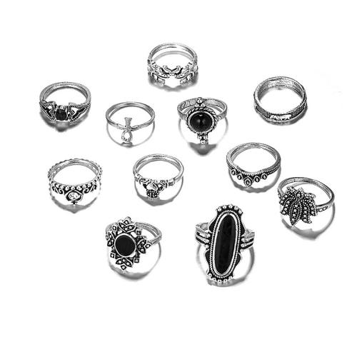 Zinc Alloy Ring Set, with Resin, plated, eleven pieces & for woman & with rhinestone [