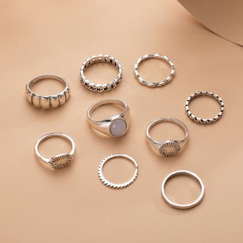 Zinc Alloy Ring Set, with Resin, plated, nine pieces & for woman [