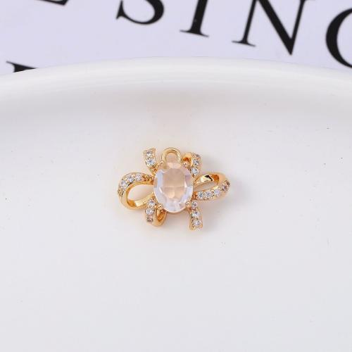 Colgante de Micro Pavé de Zirconía Cúbica, metal, con Cristal, Lazo, chapado en color dorado, Joyería & Bricolaje & micro arcilla de zirconia cúbica, más colores para la opción, 17x12.5mm, Vendido por UD