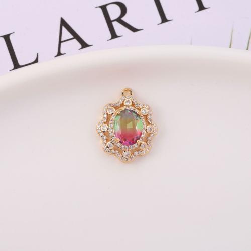 Colgante de Micro Pavé de Zirconía Cúbica, metal, con Cristal, Flor, chapado en color dorado, Joyería & Bricolaje & micro arcilla de zirconia cúbica, más colores para la opción, 17x21mm, Vendido por UD