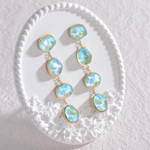 Boucles d'oreilles en acier titane, avec perle de plastique, Placage de couleur d'or, styles différents pour le choix & pour femme & émail & avec strass, plus de couleurs à choisir, Vendu par paire