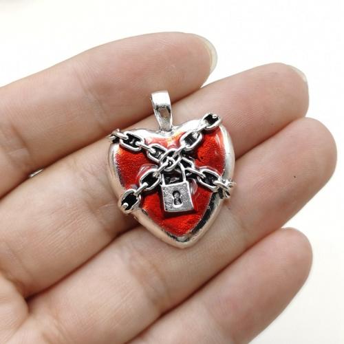 Zinc Alloy Enamel Pendants, Heart, plated, DIY [