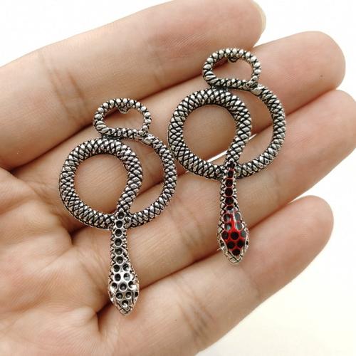 Zinc Alloy Enamel Pendants, Snake, antique silver color plated, DIY [