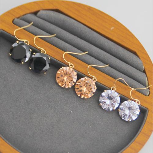 Cubic Zirconia Micro Pave Brass Earring, plated, micro pave cubic zirconia & for woman 