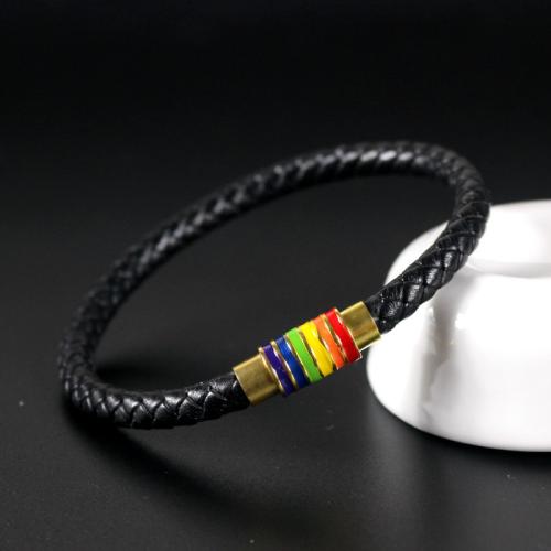 Bracelets de cuir de vachette, laiton, avec vachette cordon, longueur différente pour le choix & unisexe, plus de couleurs à choisir, Vendu par PC[