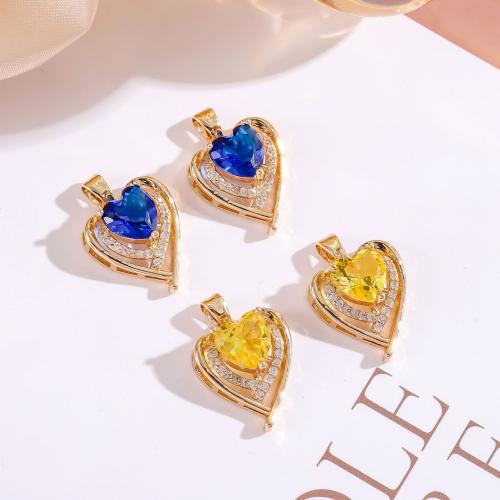 Colgante de Micro Pavé de Zirconía Cúbica, metal, con Cristal, Corazón, chapado en color dorado, Joyería & Bricolaje & micro arcilla de zirconia cúbica, más colores para la opción, 15x17mm, Vendido por UD