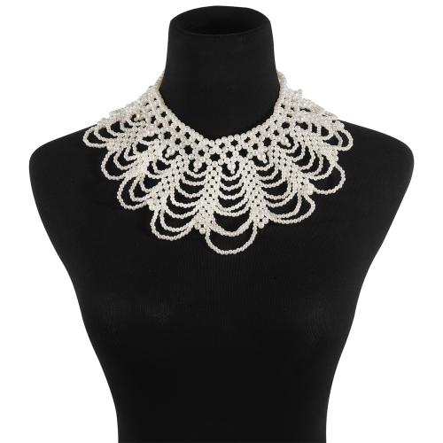 Collar , Perlas plásticas, hecho a mano, Joyería & para mujer, Blanco, longitud:aproximado 43-54.5 cm, Vendido por UD