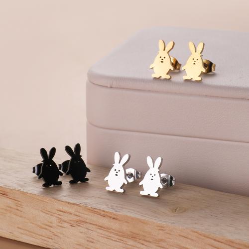 Stainless Steel Stud Earring, 304 Stainless Steel, Rabbit, fashion jewelry & for woman [