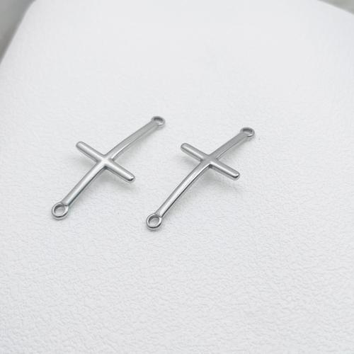 Stainless Steel Charm Connector, 304 Stainless Steel, Cross, plated, DIY & 1/1 loop 