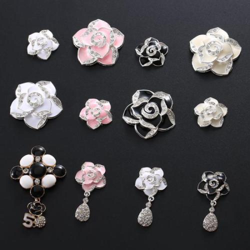 Mobile Phone DIY Decoration, Zinc Alloy, Flower, plated & enamel & with rhinestone 