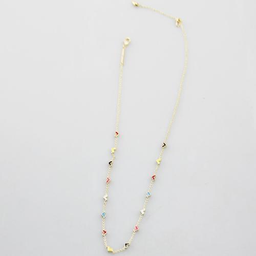 Brass Jewelry Necklace, plated, for woman & enamel, golden Approx 47 cm [