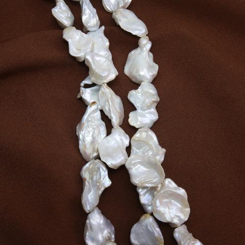 Perles nacres baroques de culture d'eau douce , perle d'eau douce cultivée, bijoux de mode & DIY, blanc, Length about 13-14mm Environ 38 cm, Vendu par brin