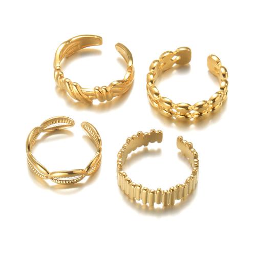 Edelstahl Fingerring, 304 Edelstahl, Modeschmuck & verschiedene Stile für Wahl & für Frau, goldfarben, verkauft von PC