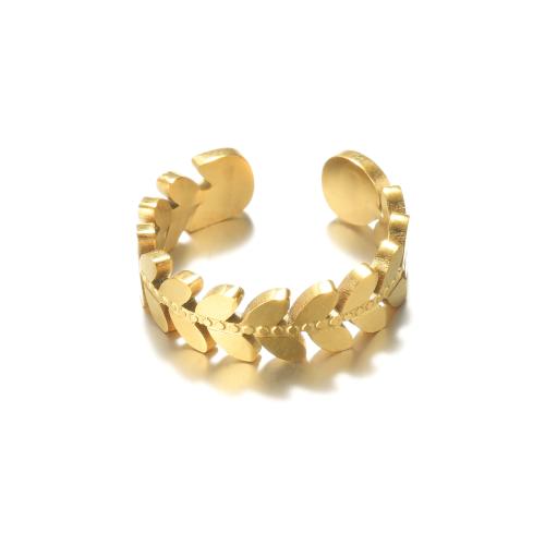 Edelstahl Fingerring, 304 Edelstahl, Blatt, Modeschmuck & für Frau, goldfarben, inner diameter 18mm, verkauft von PC