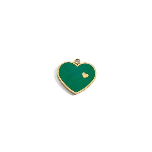 Enamel Stainless Steel Pendant, 304 Stainless Steel, Heart, Vacuum Ion Plating, DIY 