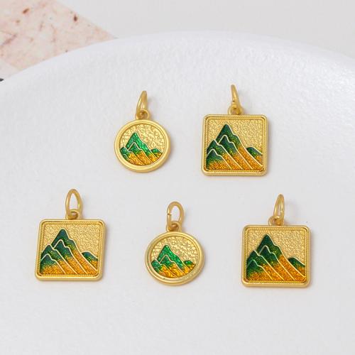 Enamel Brass Pendants, gold color plated, DIY 