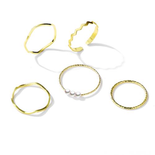 Zink-Legierung Ring Set, Zinklegierung, mit Kunststoff Perlen, plattiert, 5 Stück & Modeschmuck & für Frau, keine, verkauft von setzen[