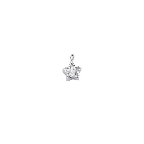 Cubic Zirconia Sterling Silver Pendants, 925 Sterling Silver, Star, DIY & micro pave cubic zirconia 