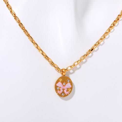 Collier de bijoux de titane, Acier titane, Placage ionique sous vide, pavé de micro zircon & pour femme, plus de couleurs à choisir Environ 41-50 cm, Vendu par PC