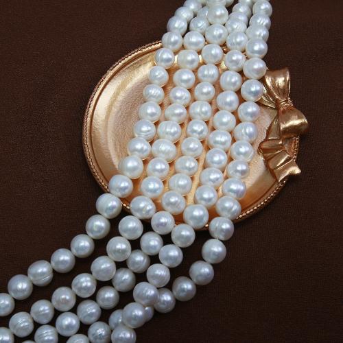 Natural Freshwater Pearl Loose Beads, Slightly Round, fashion jewelry & DIY, white, Length about 10-11mm Approx 38 cm 